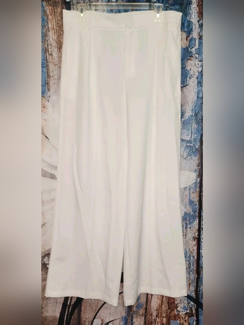Shein Wide Leg White Dress Pants High Waist Size XL (12) Work Office Summer - Picture 2 of 4